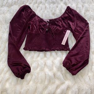 Long Sleeve Burgundy Blouse